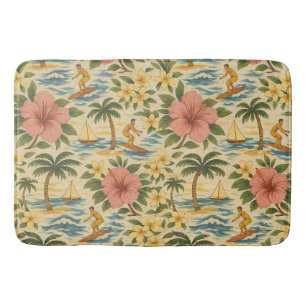 Mid Century verblasster hawaiianischer Hemd Druck  Badematte