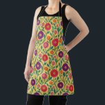 Mid-Century Vine Flower | Garden Garland Yellow Schürze<br><div class="desc">Inspired by mid-century modern design and folk art textiles,  this botanical pattern features radiant blossoms and climbing foliage on a buttercup yellow background.</div>