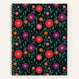 Mid-Century Vine Flower   Garten-Girlande Midnight Notizbuch