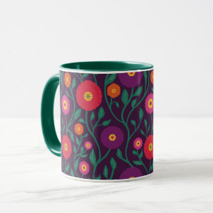 Mid-Century Vine Flower Garten-Girlande Pflaume Tasse