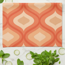 Mid Century Vintage  Ogee Pattern in Orange Beige  Geschirrtuch