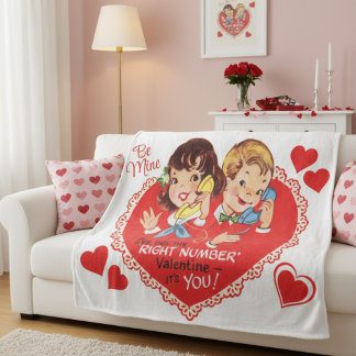 Mid-Century Vintage Retro Valentinstag für Jungen Fleecedecke