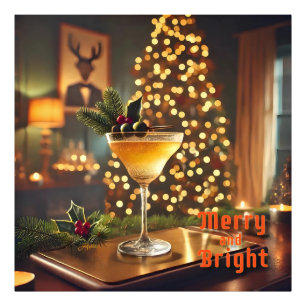 Mid Century Weihnachten Merry & Bright Cocktail Fotodruck