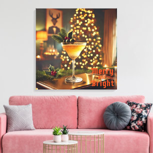 Mid Century Weihnachten Merry & Bright Cocktail Leinwanddruck