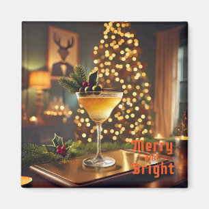 Mid Century Weihnachten Merry & Bright Cocktail Magnet