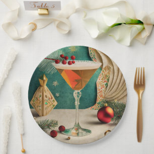 Mid Century Weihnachts-Cocktailparty Happy Hour Pappteller