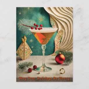 Mid Century Weihnachts-Cocktailparty Happy Hour Postkarte