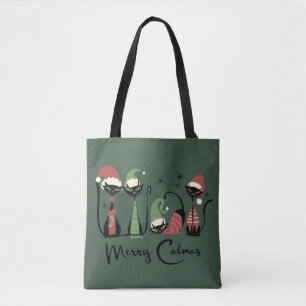 Mid Century Weihnachtskatzen im Atomic Stil der 50 Tasche