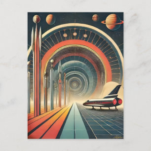 Mid-Century-Weltraum-Kunst-Wurmloch-Portal Postkarte