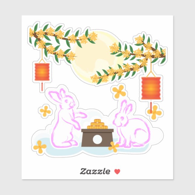 Mid Herbst Festival Moon Rabbit Mooncake Osmanthus Aufkleber (Blatt)