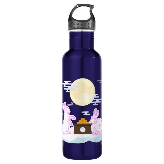 Mid Herbst Festival Moon Rabbit Mooncake Wolken Edelstahlflasche (Vorderseite)