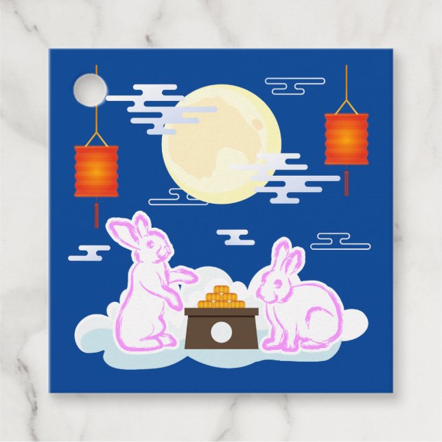 Mid Herbst Festival Moon Rabbit Mooncake Wolken Geschenkanhänger (Vorderseite)