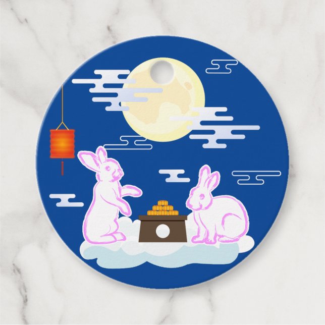 Mid Herbst Festival Moon Rabbit Mooncake Wolken Geschenkanhänger (Vorderseite)