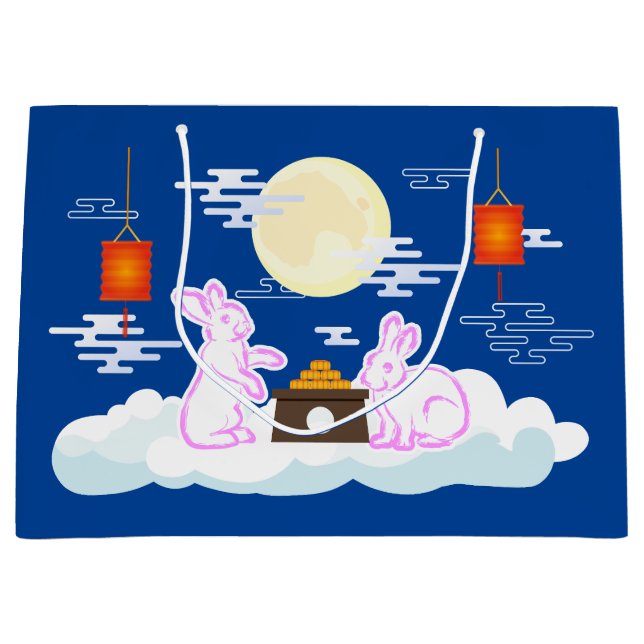 Mid Herbst Festival Moon Rabbit Mooncake Wolken Große Geschenktüte (Vorderseite)