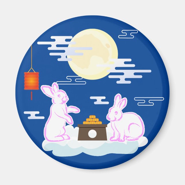 Mid Herbst Festival Moon Rabbit Mooncake Wolken Magnet (Vorne)