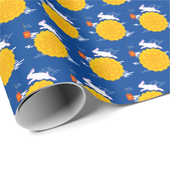Mid Herbst Festival Mooncake Jumping Moon Rabbit Geschenkpapier (Rolleneckpunkt)