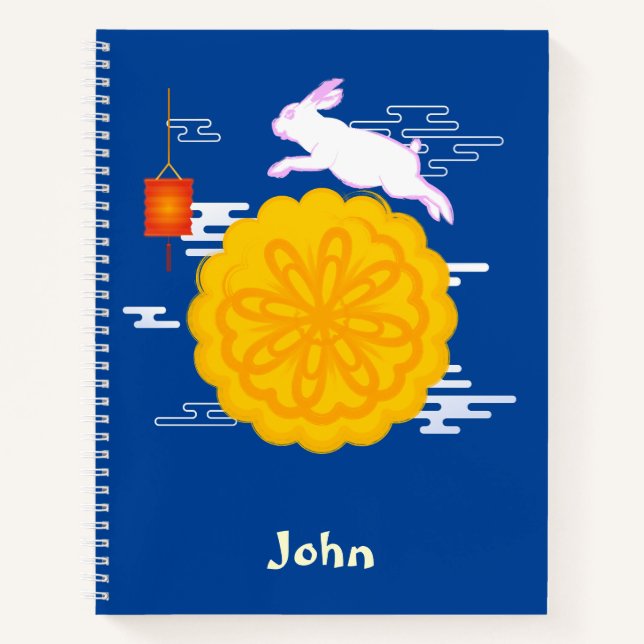Mid Herbst Festival Mooncake Jumping Moon Rabbit Notizbuch (Vorderseite)