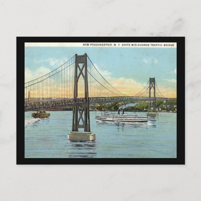 Mid-Hudson Bridge, Poughkeepsie 1930 Vintag Postkarte (Vorderseite)