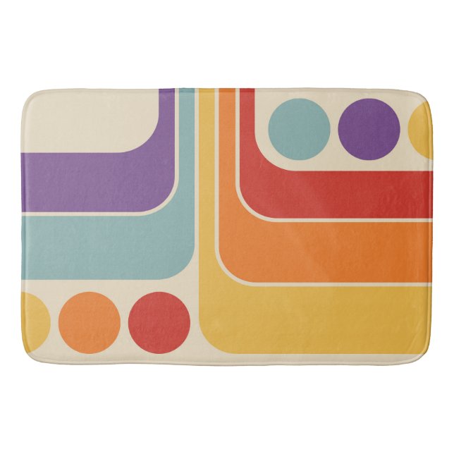 Mid Mod 70er Retro Vintag Style Geometrie Badematte (Vorderseite)