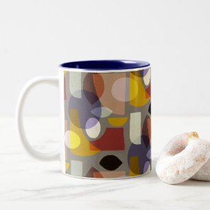 Mid-Mod-Abstraktformen-Tasse Zweifarbige Tasse