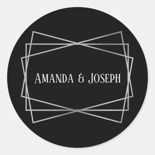 Mid Mod Black & Gray Design - Circle Sticker (Vorderseite)