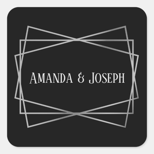 Mid Mod Black & Gray Design - Square Sticker (Vorderseite)