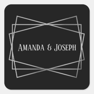 Mid Mod Black & Gray Design - Square Sticker