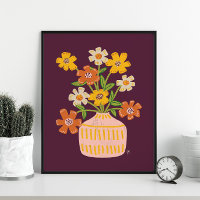 Mid Mod Cosmos Blume Bouquet Poster