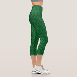 Mid Mod Garland Green High Waided Capri Leggings