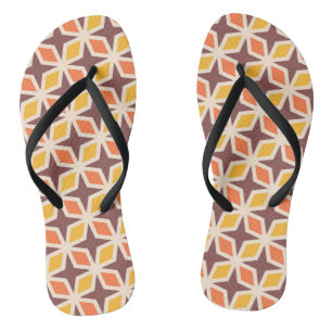 Mid Mod Geometric Star Pattern Flip Flops