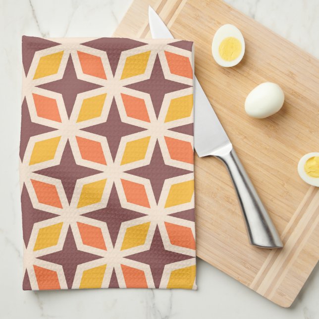 Mid Mod Geometric Star Pattern Geschirrtuch (Viertel Falte)