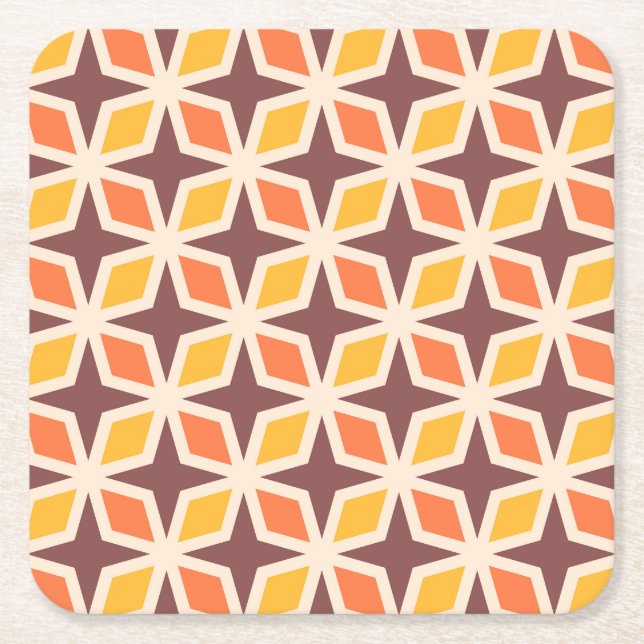 Mid Mod Geometric Star Pattern Rechteckiger Pappuntersetzer (Vorderseite)