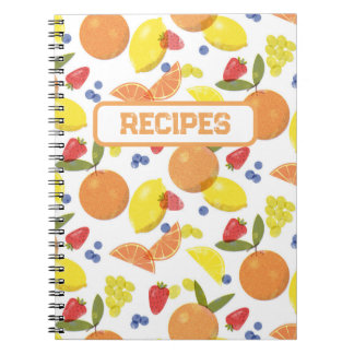 Mid Mod Grungy Risograph Fruit Recipe Notizblock