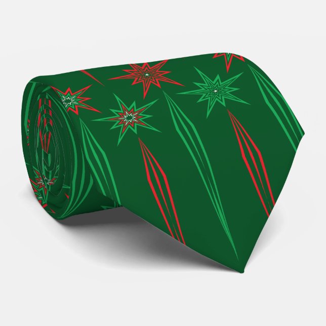 Mid Mod Icicles Green Neck Tie Krawatte (Gerollt)