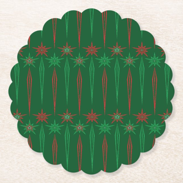 Mid Mod Icicles Green Paper Untersetzer (Vorderseite)