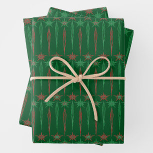 Mid Mod icicles Green Wrapping Paper Geschenkpapier Set