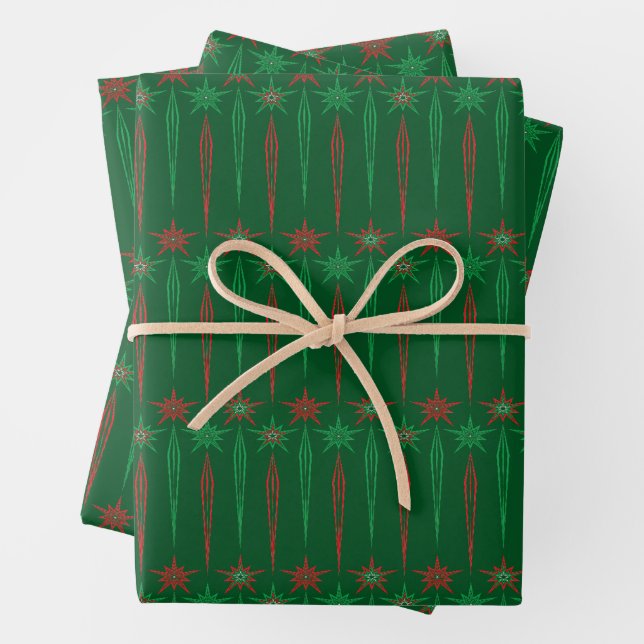 Mid Mod icicles Green Wrapping Paper Geschenkpapier Set (Beispiel)
