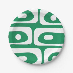 Mid Mod Piquet Pattern Kelly Green und White Pappteller