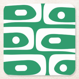 Mid Mod Piquet Pattern Kelly Green und White Rechteckiger Pappuntersetzer