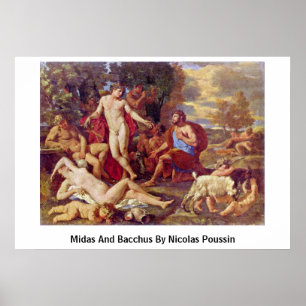 Midas und Bacchus durch Nicolas Poussin Poster