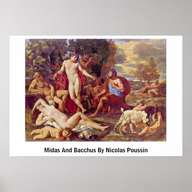 Midas und Bacchus von Nicolas Poussin Poster (Vorne)