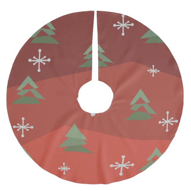 MidCentury Abstrakte Weihnachtsbäume Polyester Weihnachtsbaumdecke (Vorderseite)