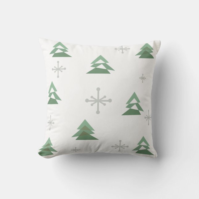 MidCentury Abstrakten Weihnachtsbaumen Winter Kissen (Vorderseite)