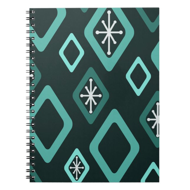 MidCentury Diamonds Aquamarin Notizblock (Vorderseite)