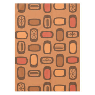 Midcentury MCM abgerundete Rechtecke verbranntes O Tischdecke