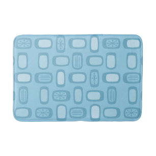 Midcentury MCM Rounded Rectangles Baby Blue Badematte