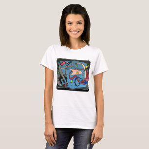 "MidCentury Mod Space" ist ein Gemälde auf einem T-Shirt
