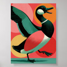 Midcentury Modern Ente Fett Geometrische Kunst
