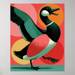 Midcentury Modern Ente Fette Geometrische Kunst Poster