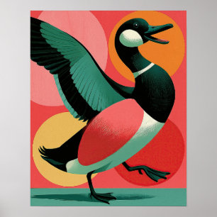 Midcentury Modern Ente Fette Geometrische Kunst Poster